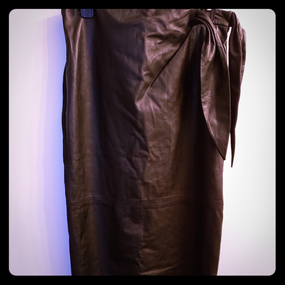 Diane Von Furstenberg leather front fux wrapskirt
